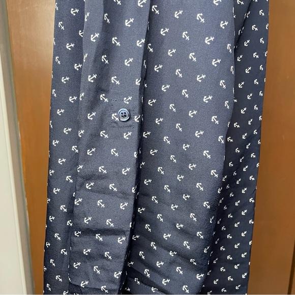 Old Navy Women’s Blue Nautical Semi Sheer Roll Tab Sleeve Blouse Top Shirt Large - Picture 7 of 12